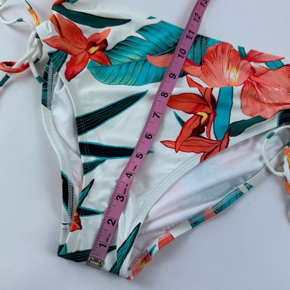 Coco Reef Bikini Bottom Womens Small Orange White Floral Side Tie Swim NWT - Picture 9 of 9